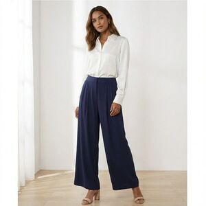 Ted Baker London Krissi Pleated Wide Leg  Trouser Pants NEW Navy Blue Sz 5 US 12